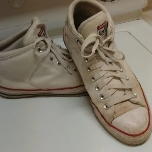 Converse White All Star Chuck Taylor High Top Converse Men’s Sneakers Size 9 - Picture 7 of 8